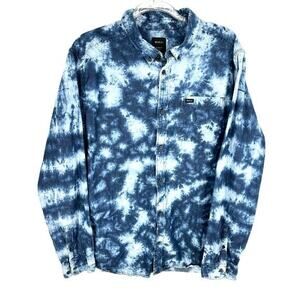 RVCA Chambray Rinsed‎ Shirt Tie Dye Long Sleeve Size XL Blue